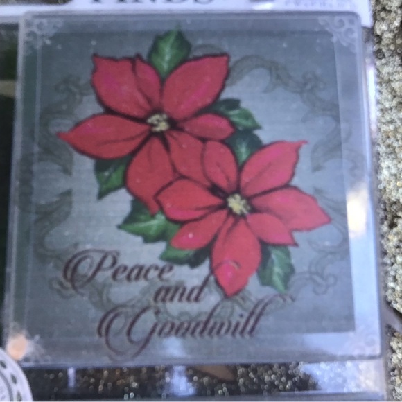 NEW Christmas Stone Coasters w/ Cork Back - Picture 3 of 7